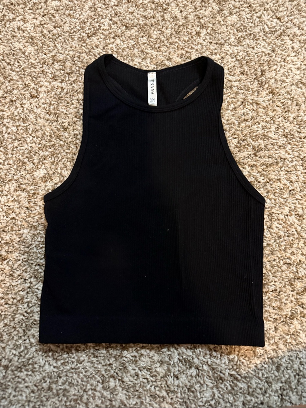 High-Neck Black Ribbed Cropped Tank Top - ZARA